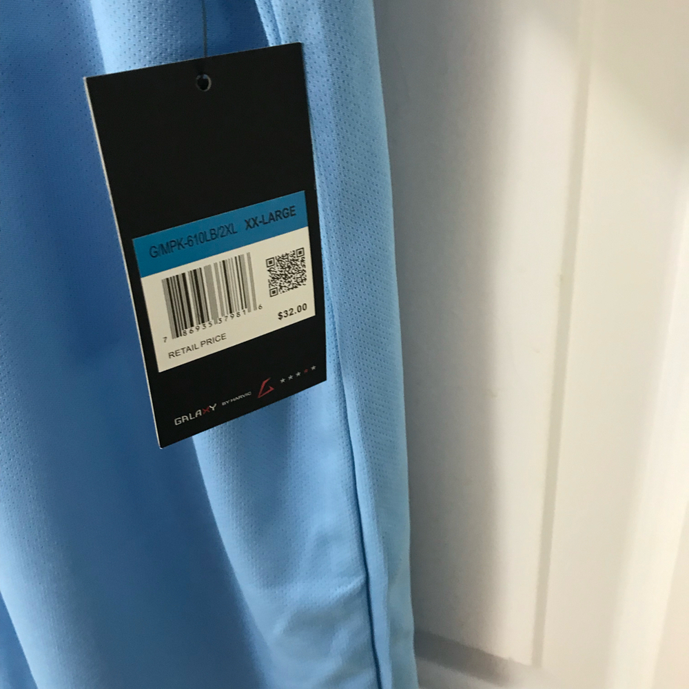 Galaxy Men’s Moisture Wicking Polyester Light Blue Polo 2XL NWT - Picture 5 of 5